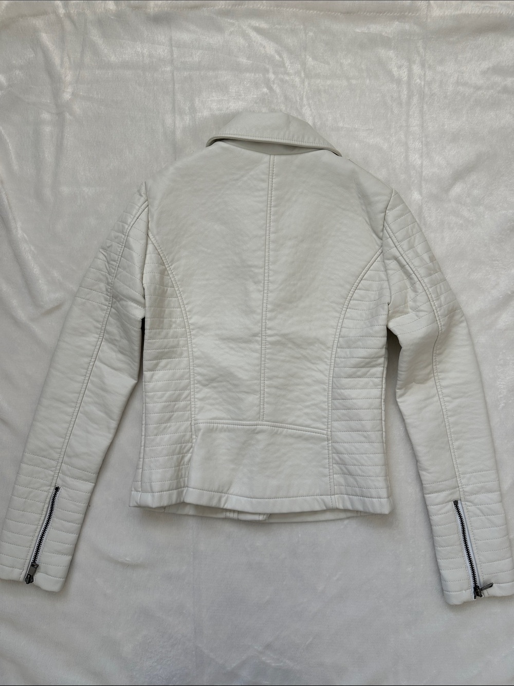 Cotton On "Sydney" Faux Leather PU Biker Moto Jacket White - Size US 2 NWT - Picture 5 of 11